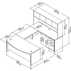 Bush Business Furniture Studio C Bow Front U Desk/Hutch, 72" x 36", Storm Gray