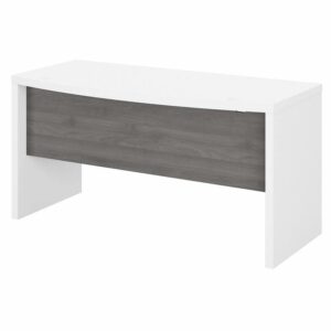 bush business furniture echo bow front desk, 60w, pure white and modern gray