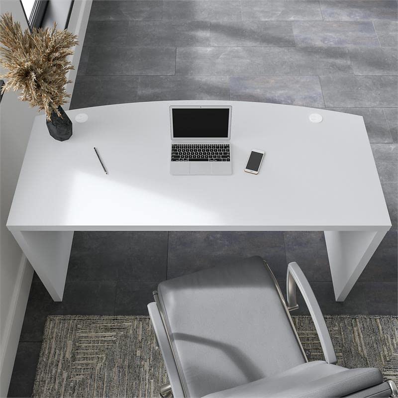 Bush Business Furniture Echo Bow Front Desk, 60W, Pure White and Modern Gray