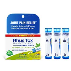 boiron rhus tox 30c homeopathic medicine for relief from joint pain, muscle aches, swollen or stiff joints, and weather related aches – 3 count (pack of 1) (total 240 pellets)