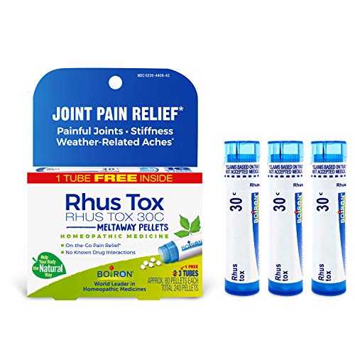 Boiron Rhus Tox 30C Homeopathic Medicine for Relief from Joint Pain, Muscle Aches, Swollen or Stiff Joints, and Weather Related Aches - 3 Count (Pack of 1) (Total 240 Pellets)