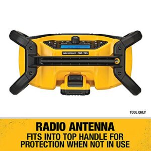 DEWALT 12V/20V MAX* Portable Radio, Bluetooth, Cordless, Jobsite, Tool Only (DCR028B) , Black