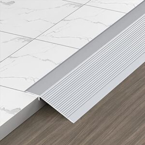 floor transition strip floor divider strip, floor transition strip wood to tile, metal doorway threshold self adhesive, 10cm wide door entry ramp for uneven vinyl floor ( color : gray , size : length