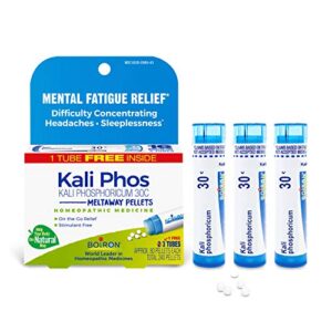 boiron kali phosphoricum 30c homeopathic medicine for headaches, sleeplessness, mental fatigue, and concentration difficulties – 3 count (240 pellets)