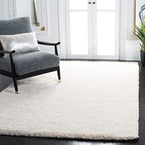SAFAVIEH Milan Shag Collection 8' x 10' Ivory SG180 Solid Non-Shedding Living Room Bedroom Dining Room Entryway Plush 2-inch Thick Area Rug