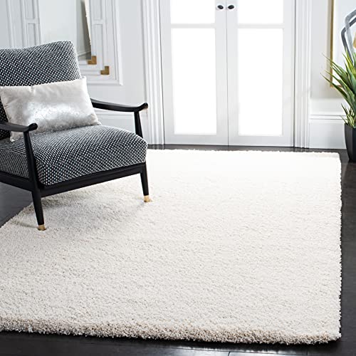 SAFAVIEH Milan Shag Collection 8' x 10' Ivory SG180 Solid Non-Shedding Living Room Bedroom Dining Room Entryway Plush 2-inch Thick Area Rug