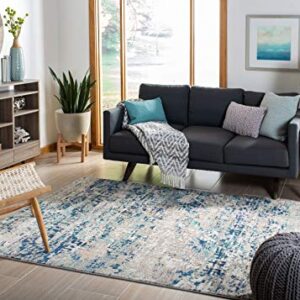 SAFAVIEH Madison Collection 6' x 9' Grey/Blue MAD460K Modern Abstract Non-Shedding Living Room Bedroom Dining Home Office Area Rug