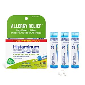 boiron histaminum hydrochloricum 30c homeopathic medicine for indoor or outdoor allergy relief, hay fever, and hives – 80 count (pack of 3)