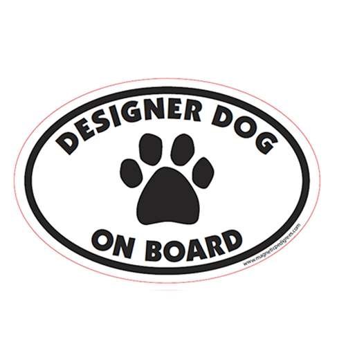 Designer Dog On Board Oval Shape Car, Refrigerator Magnet