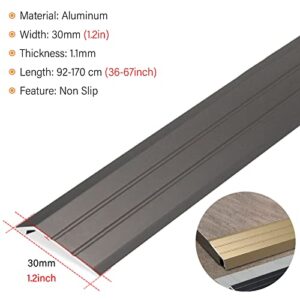 LSMKKA Metal Transition Strip for Flooring, Grey Silver Doorway Reducer Trim for Indoor Bedroom Threshold Drops Gap, 36 40 50 60 Inch Durable Molding (Color : B, Size : W 30mm - L 170cm/67in)