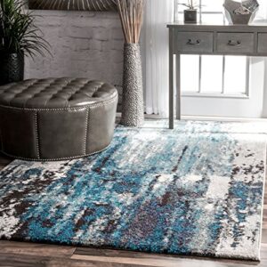 nuloom haydee abstract area rug, 5 ft x 8 ft, blue