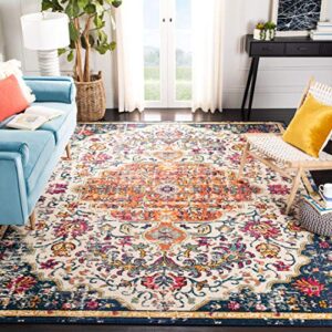 safavieh madison collection 6′ x 9′ ivory / orange mad447a boho chic medallion distressed non-shedding living room bedroom dining home office area rug