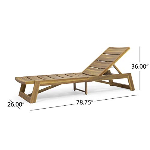 Christopher Knight Home Geraldine Outdoor Acacia Wood 3 Piece Chaise Lounge Set, Teak and Yellow