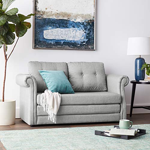 US Pride Furniture Modern Fabric Upholstered Reversible Loveseat with Sofa Bed and Tufted Finish Gray