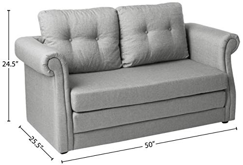 US Pride Furniture Modern Fabric Upholstered Reversible Loveseat with Sofa Bed and Tufted Finish Gray