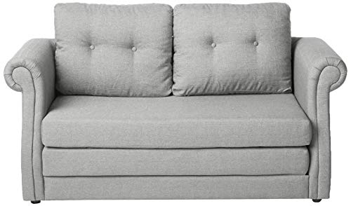 US Pride Furniture Modern Fabric Upholstered Reversible Loveseat with Sofa Bed and Tufted Finish Gray