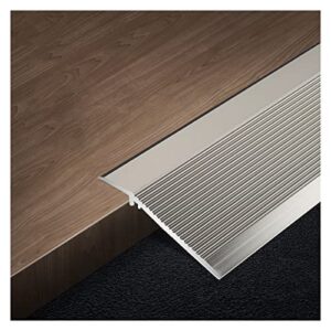 metal transition strip floor, aluminium threshold strip carpet edging trim, non slip flooring reducer for doorway patio door, ribbed wide ramp (color : gray, size : length 135cm)