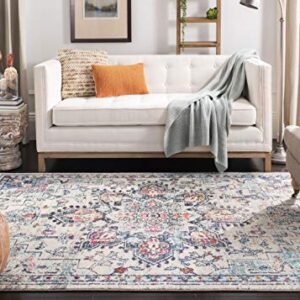 SAFAVIEH Madison Collection 8' x 10' Cream/Blue MAD473B Boho Chic Medallion Distressed Non-Shedding Living Room Bedroom Dining Home Office Area Rug