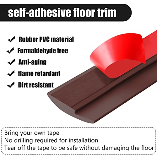 Floor Transition Strip Self Adhesive,PVC Carpet to Tile Flooring Transition Strip,Vinyl Flexible Flooring Transition Strip for Carpet Threshold Transition Strip(5mm,9.84FT,Brown)