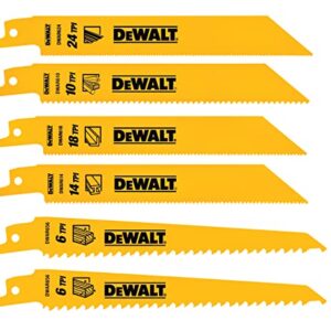 DEWALT Reciprocating Saw Blades, Metal/Wood Cutting Set, 6-Piece (DW4856)