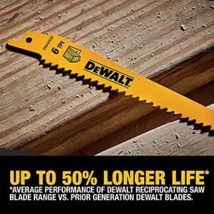 DEWALT Reciprocating Saw Blades, Metal/Wood Cutting Set, 6-Piece (DW4856)