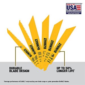 DEWALT Reciprocating Saw Blades, Metal/Wood Cutting Set, 6-Piece (DW4856)