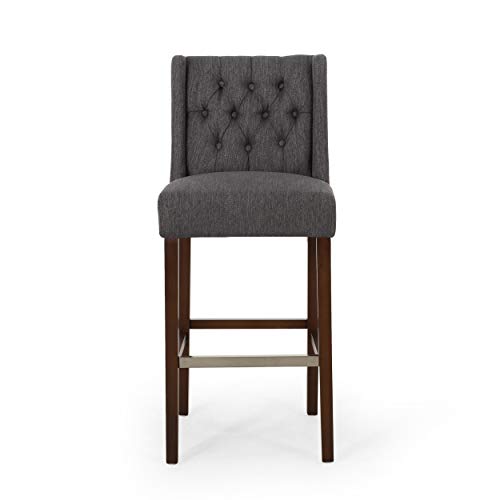 Christopher Knight Home Spencer Contemporary Wingback Fabric Barstools (Set of 2), Charcoal and Espresso