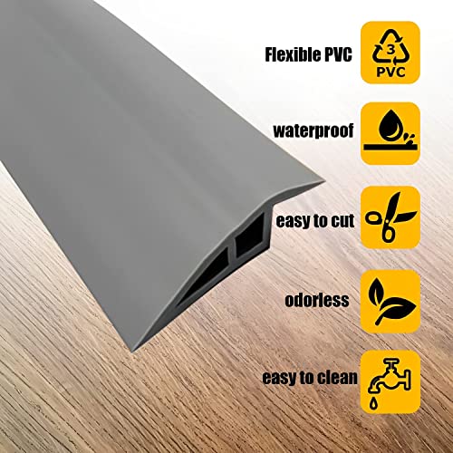 Vinyl-Floor-Transition-Threshold-Strip Self-Adhesive, Threshold 1/2''~3/5'', Door/Carpet-to-Tile-Transition-Strip Reducer, Doorway Edge Trim for Laminate Floor Mat Vinyl Tile, 3.28 Ft (Gray)