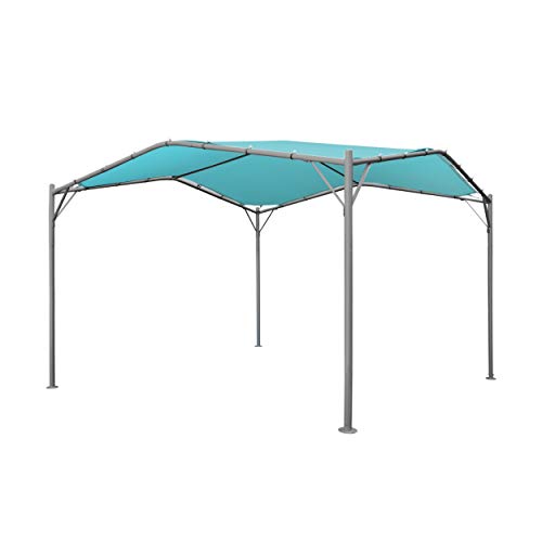 Christopher Knight Home Gladys Outdoor 11.5' x 11.5' Modern Gazebo Canopy, Teal and Silver