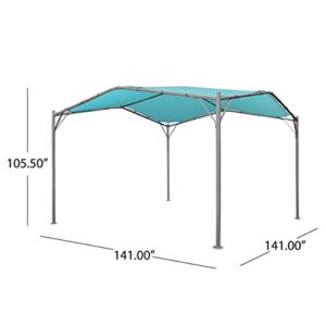 Christopher Knight Home Gladys Outdoor 11.5' x 11.5' Modern Gazebo Canopy, Teal and Silver