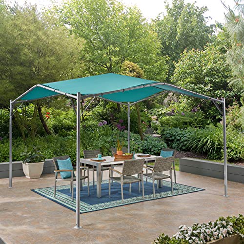 Christopher Knight Home Gladys Outdoor 11.5' x 11.5' Modern Gazebo Canopy, Teal and Silver