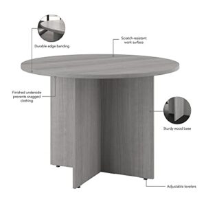 Bush Business Furniture 42W Round Conference Table with Wood Base in Platinum Gray