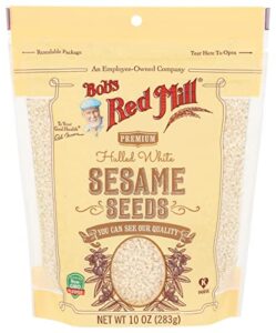 bob’s red mill white hulled sesame seeds, resealable stan up bag, 10 oz
