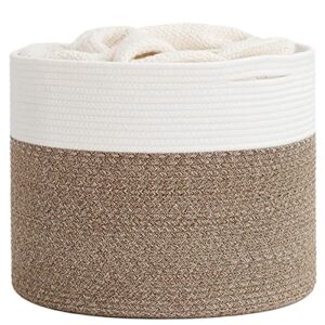 goodpick large cotton rope basket 15.8″x15.8″x13.8″-baby laundry basket woven blanket basket nursery bin