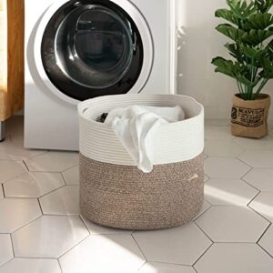 Goodpick Large Cotton Rope Basket 15.8"x15.8"x13.8"-Baby Laundry Basket Woven Blanket Basket Nursery Bin