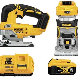 DEWALT 20V MAX Router Tool and Jig Saw, Cordless Woodworking 2-Tool Set with Battery and Charger (DCK201P1)