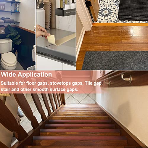 Floor Transition Strip Self Adhesive Vinyl Floor Transition Strip, Floor Flat Divider Strip for Joining Floor Gaps,Carpet Threshold Transition Wood Grain Design (2InWide,3.28Ft, Coffee, 1)