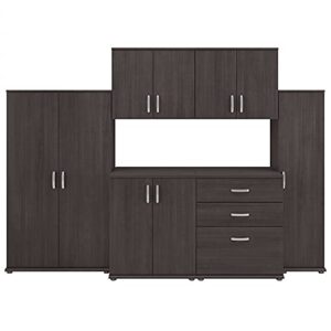 bush business furniture universal 6 piece modular storage set with floor and wall cabinets, storm gray