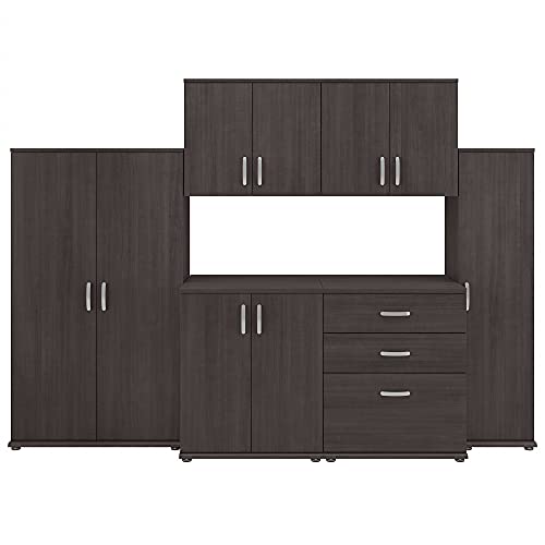 Bush Business Furniture Universal 6 Piece Modular Storage Set with Floor and Wall Cabinets, Storm Gray