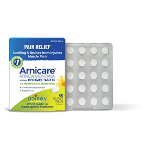 boiron arnicare tablets for pain relief from muscle pain, joint soreness, swelling from injury or bruises – 60 count