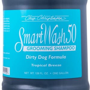 Chris Christensen SmartWash50 Tropical Breeze Ultra Concentrated Dog Shampoo, Makes up to 50 Bottles, Groom Like a Professional, Delightfully Fragranced and Concentrated, Suitable For All Coats, Made in the USA, Gallon