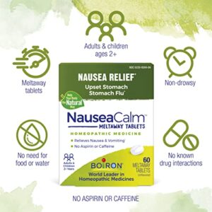 Boiron NauseaCalm Relief for Upset Stomach, Nausea, and Vomiting Due to Stomach Flu, Overindulgence, or Motion Sickness - Non-Drowsy - 60 Count