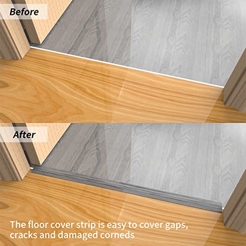 10Ft Floor Transition Strip,Floor Cover Strips Self Adhesive Flooring Transitions Laminate,2"Wide Vinyl Floor Flat Edge Trim Strip for Threshold Strip,Wood Grain Design (Gray)