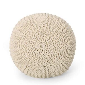 Christopher Knight Home Hortense Pouf, Ivory