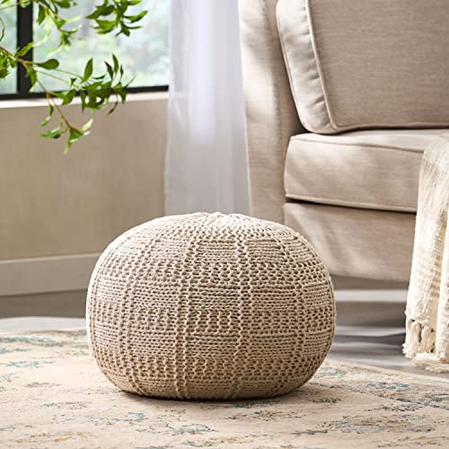 Christopher Knight Home Hortense Pouf, Ivory