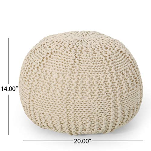 Christopher Knight Home Hortense Pouf, Ivory