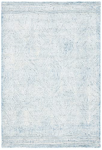 SAFAVIEH Abstract Collection 5' x 8' Ivory/Blue ABT340M Handmade Premium Wool Area Rug
