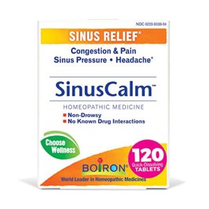 boiron sinuscalm tablets for sinus pain relief, runny nose, congestion, sinus pressure, headache – 120 count (pack of 1)