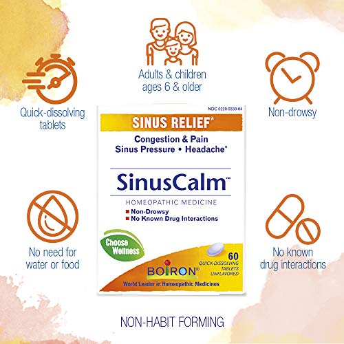 Boiron Sinuscalm Tablets for Sinus Pain Relief, Runny Nose, Congestion, Sinus Pressure, Headache - 120 Count (Pack of 1)