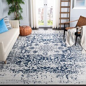 safavieh madison collection 8′ x 10′ cream / navy mad603d oriental snowflake medallion distressed non-shedding living room bedroom dining home office area rug